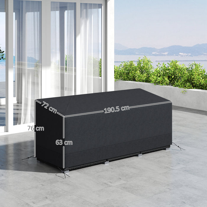 Outsunny Rectangular Patio Furniture Cover for 3 Seater Sofa Bistro Set, Water UV Resistant Protection 600D Oxford Fabric Rattan Lounge Clean Cover, 190 x 72 x 76cm, Black