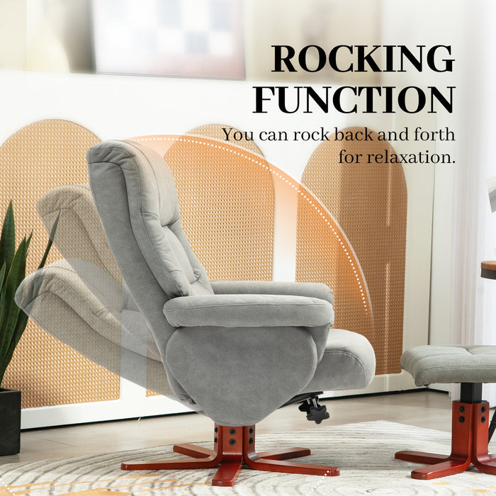 HOMCOM Faux Microfibre Leather Manual Recliner and Footstool Set - Grey | Aosom UK