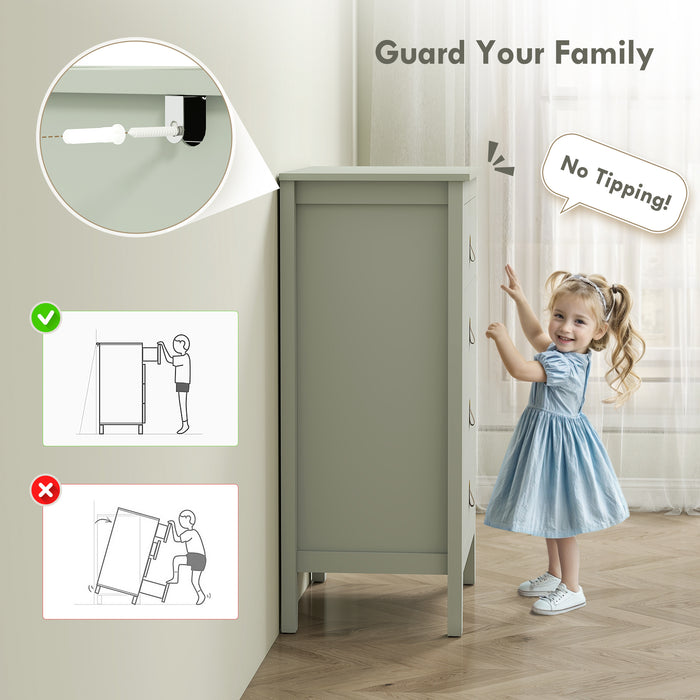 HOMCOM Bedroom Chest of Drawers, Modern 4 Drawer Dresser Cabinet with PU Leather Handles and Metal Runners for Living Room, Hallway, Entryway, Green