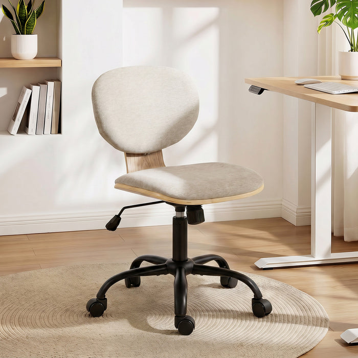 HOMCOM Home Office Desk Chair Rocking Function Ergonomic Swivel Chair with PU Wheels, Light Grey
