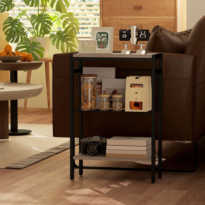 HOMCOM Three Shelf Industrial Side Table, Grey | Aosom UK