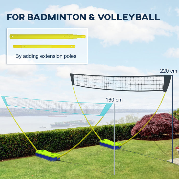 Portable Badminton and Volleyball Combo Set - Includes Net, 2 Rackets, 2 Shuttlecocks, Carry Case - Ideal for Family Fun Outdoor and Indoor Games