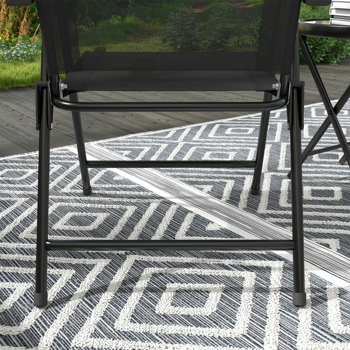 Outsunny Three-Piece Garden Seat Set, with Glass-Top Table - Black