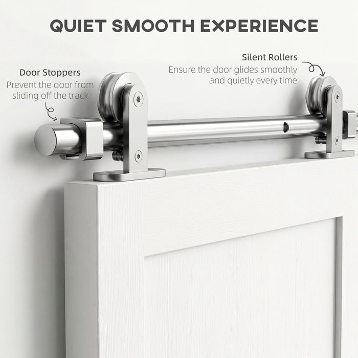 HOMCOM Sliding Door Hardware Kit Heavy Duty 304 Stainless Steel 152 cm Wide Door Silver Tone