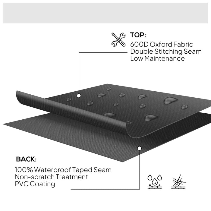 Outsunny Garden Patio Large Furniture Set Round Cover 600D Oxford Waterproof, Ф193 x 80H cm, Black