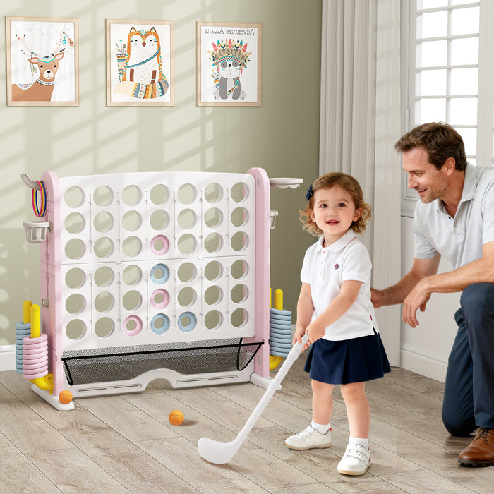 Jumbo 4-in-a Row Game Set with Basketball Hoop and 42 Rings-