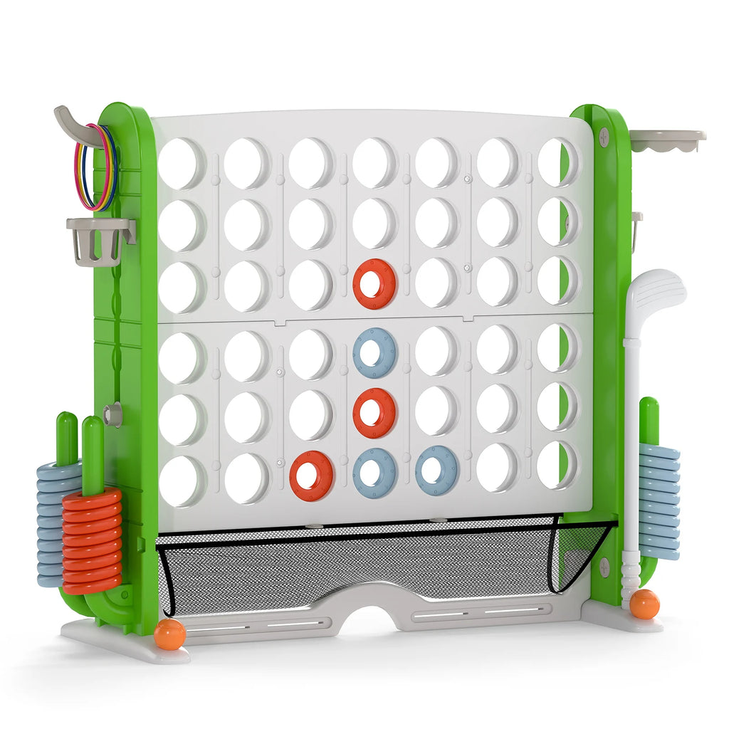 Jumbo 4-in-a Row Game Set with Basketball Hoop and 42 Rings-