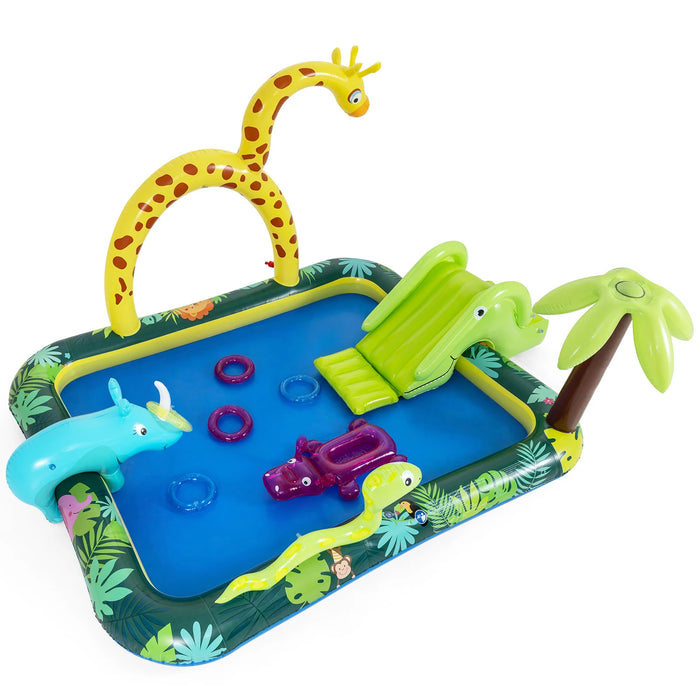 Jungle Inflatable Play Center with Slide and Giraffe Sprinkle for Kids