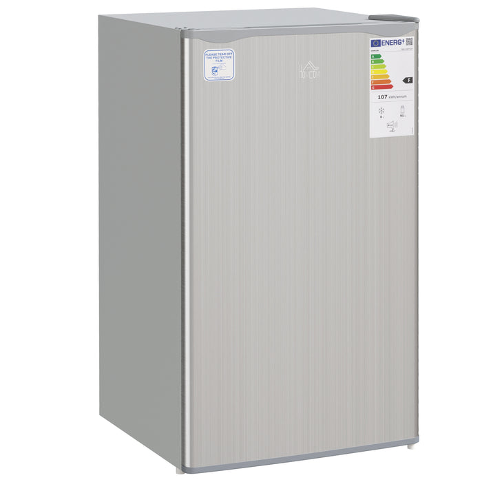 HOMCOM 91L Freestanding Under-Counter Fridge with Lock - Silver Tone