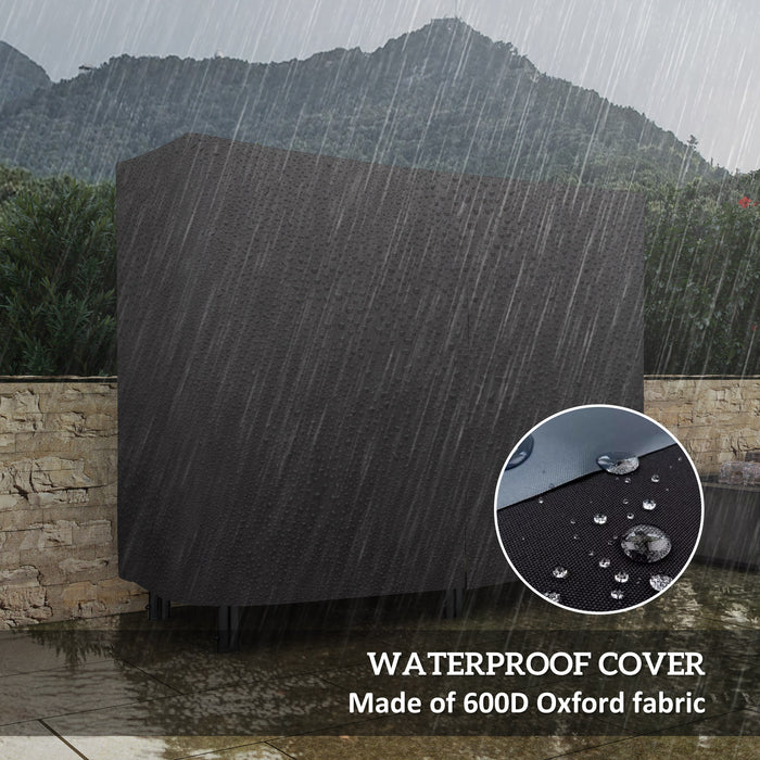 Outsunny 4FT Firewood Rack with Canvas Carrier Bag and 600D Oxford Waterproof Cover, Metal Log Store Indoors, Log Storage Rack Holder for Outdoor Indoor Fireplace, Black