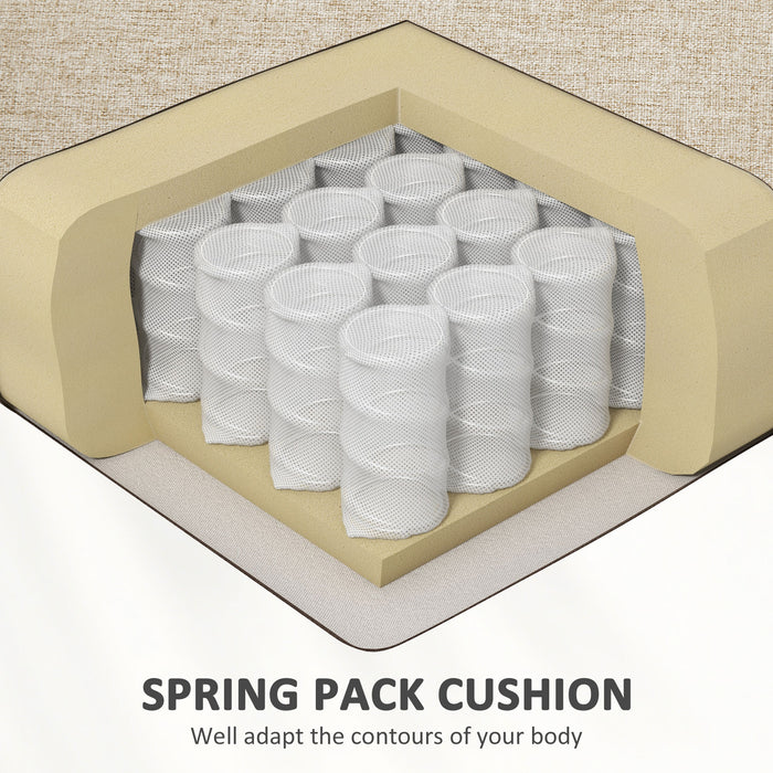 HOMCOM Modern 3 Seater Sofa, Linen Fabric Sofa Couch, Upholstered Sofa Settee with Cushions and Pillows for Living Room Guest Room Bedroom Office, Beige