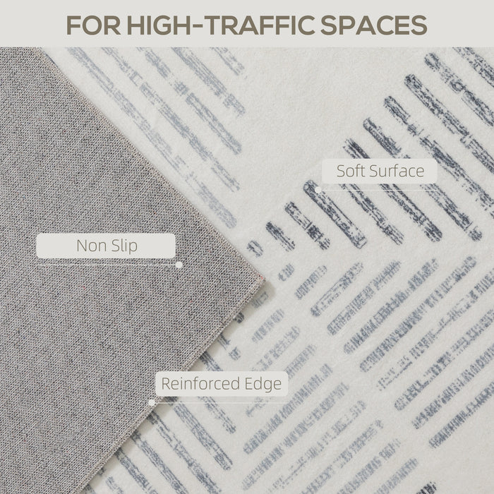 HOMCOM Modern Area Rug, Geometric Pattern Non-Slip Washable Rug, Soft Floor Carpet for Living Room, Bedroom, Dining Room, Home Office, 290 x 200 cm, Grey