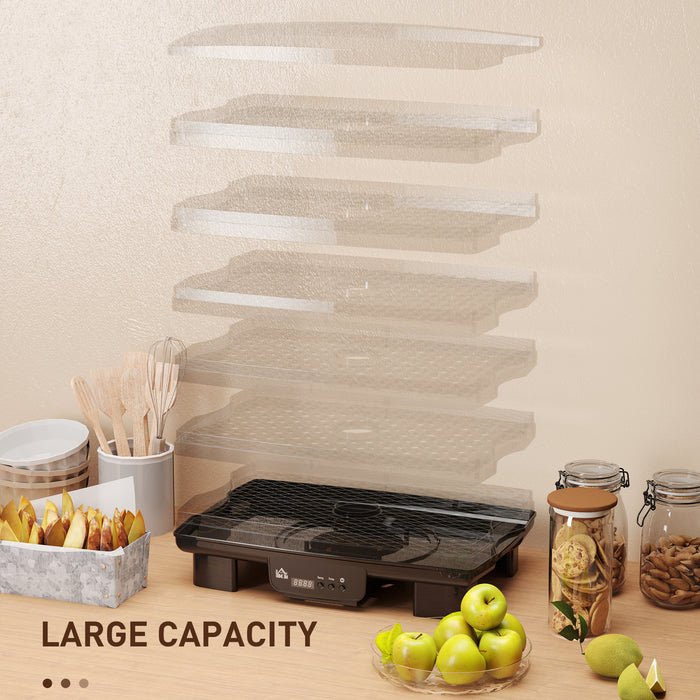 HOMCOM 6 Tray Food Dehydrator, 550W Food Dryer Machine with Adjustable Temperature, 48H Timer, for Drying Fruit, Meat, Vegetable, Jerky and Pet Treat, Black