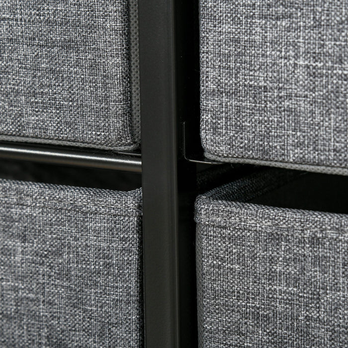 HOMCOM Chest of Drawers with 7 Foldable Drawers, 3-Tier Fabric Bedroom Dresser, Clothes Storage Unit for Bedroom, Living Room, Grey