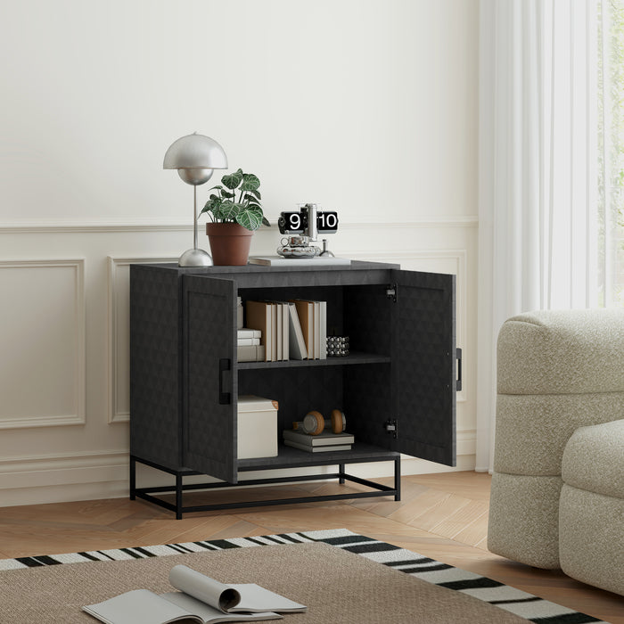 HOMCOM Modern Sideboard, Freestanding Sideboard Storage Cabinet with Adjustable Shelf and 2 Doors for Living Room, Grey