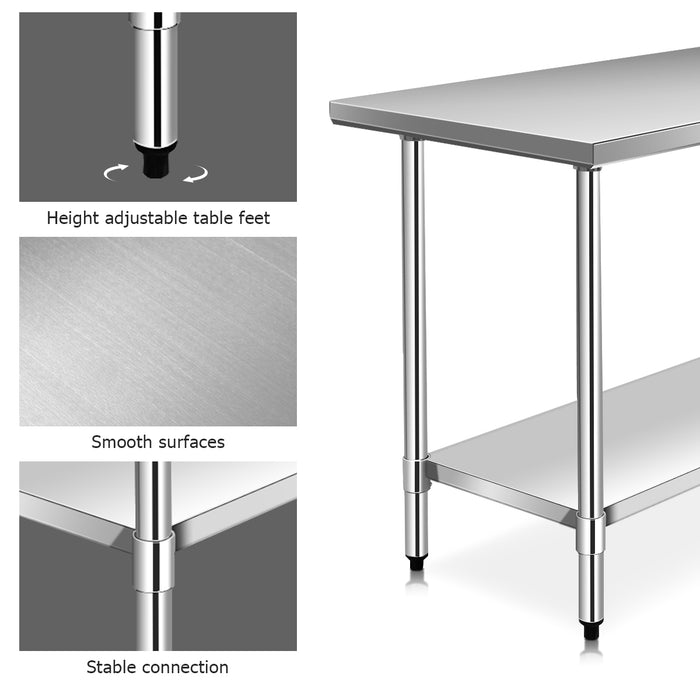 Height Adjustable Kitchen Table with Adjustable Feet - Multifunction Dining Table with Shelf - Ideal for Varying Height Requirements