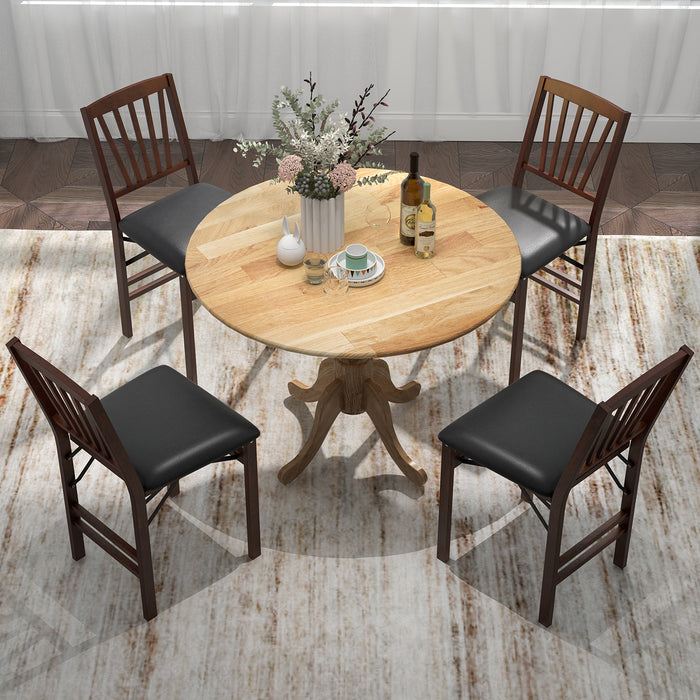 Round Tabletop Wooden Dining Table with Curved Trestle Legs - Homely Dining Furniture with Contemporary Design - Ideal for Dining Room, Home Enhancing Feature