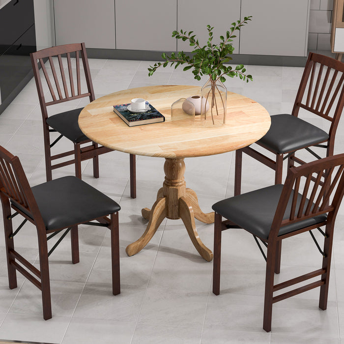 Round Tabletop Wooden Dining Table with Curved Trestle Legs - Homely Dining Furniture with Contemporary Design - Ideal for Dining Room, Home Enhancing Feature