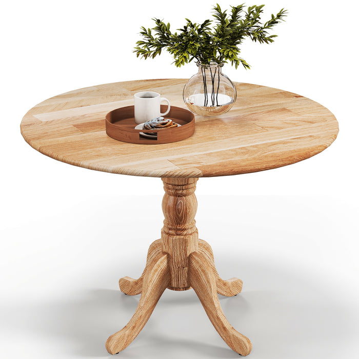 Round Tabletop Wooden Dining Table with Curved Trestle Legs - Homely Dining Furniture with Contemporary Design - Ideal for Dining Room, Home Enhancing Feature