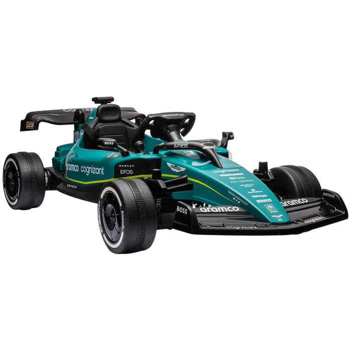 AIYAPLAY 12V Electric Go Kart, Kids Ride On Racing Kart with Shock-Absorbing Wheels, Bluetooth, Music Horn, Green | Aosom UK
