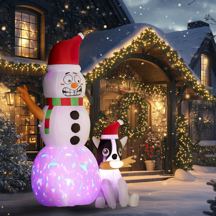 Outsunny 6.2FT Christmas Inflatable Snowman with Dog, Christmas Blow Up Outdoor LED Display for Garden Party