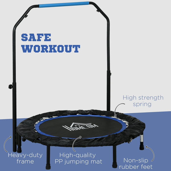 Foldable 40" Mini Fitness Trampoline - Adjustable Foam Handle, Sturdy Rebounding Exercise Equipment - Ideal for Cardio Workouts & Home Gym