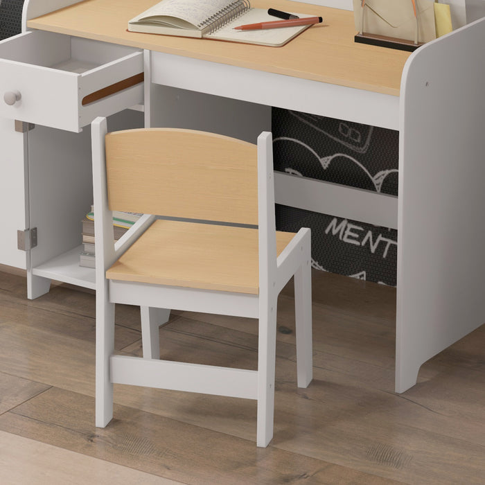 Kids Study Combo - Adjustable Desk & Chair Set with Storage for Ages 3-6 - Ergonomic Furniture for Children’s Learning and Creativity, White