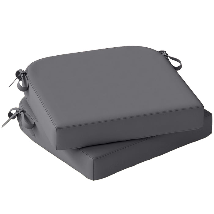 Outsunny Outdoor Chair Seat Cushions Set of 2, Garden Chair Cushions with 7cm Thick Foam & Ties, Dark Grey