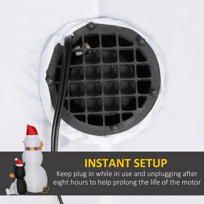 Outsunny 6.2FT Christmas Inflatable Snowman with Dog, Christmas Blow Up Outdoor LED Display for Garden Party