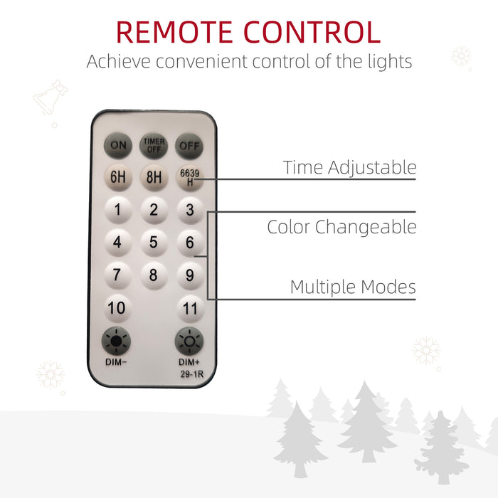 HOMCOM 7ft Prelit Artificial Christmas Tree with Dual Colour LED Light and 1466 Tips, Metal Base, Realistic Hinged Xmas Tree, Green