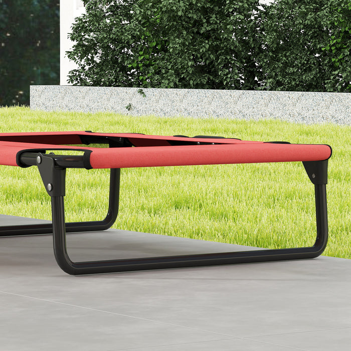 PawHut Portable Raised Dog Bed, Elevated Pet Cot with Breathable Mesh for Indoor Outdoor, for Small Medium Dogs, Red