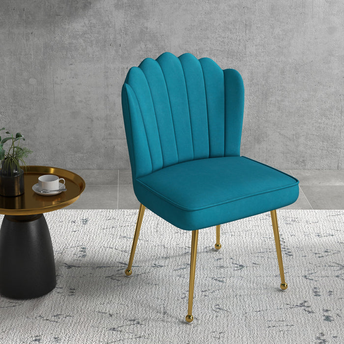 HOMCOM Velvet-Feel Shell Accent Chair - Blue | Aosom UK