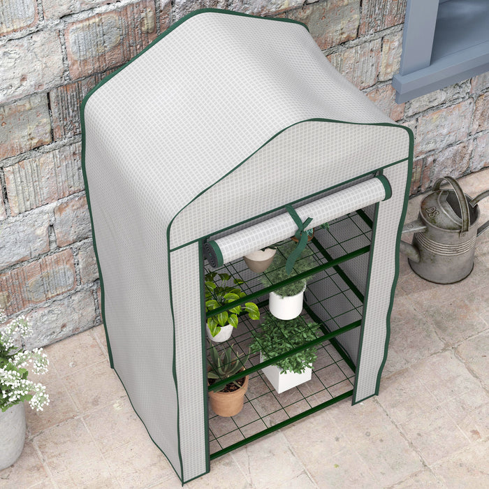 Outsunny Three-Tier Mini Greenhouse - White | Aosom UK