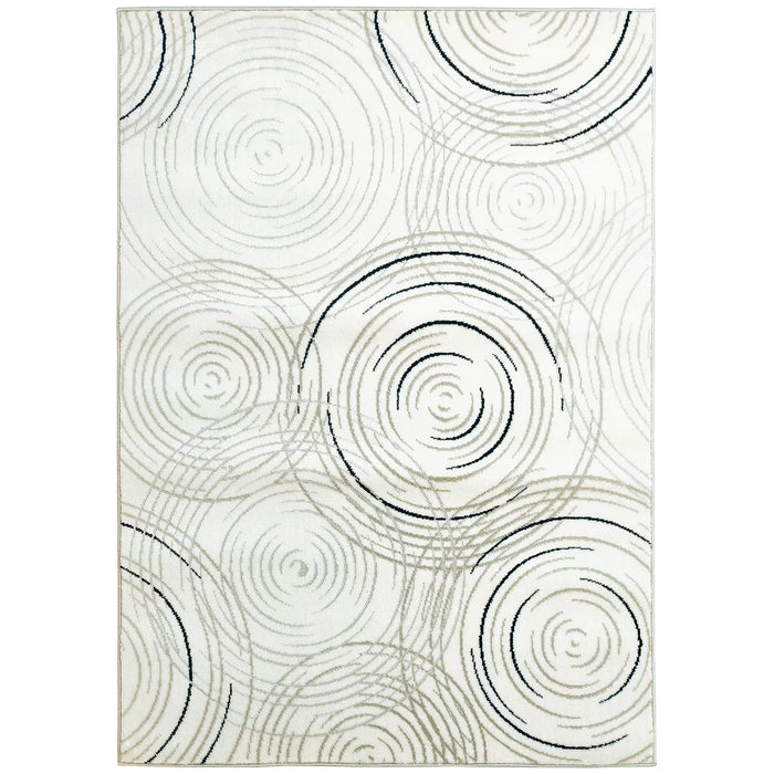 HOMCOM Modern Area Rug, Swirl Pattern Machine Washable Rug, Allergy-Friendly Floor Carpet for Living Room, Bedroom, Dining Room, Home Office, 230 x 160 cm, Cream White