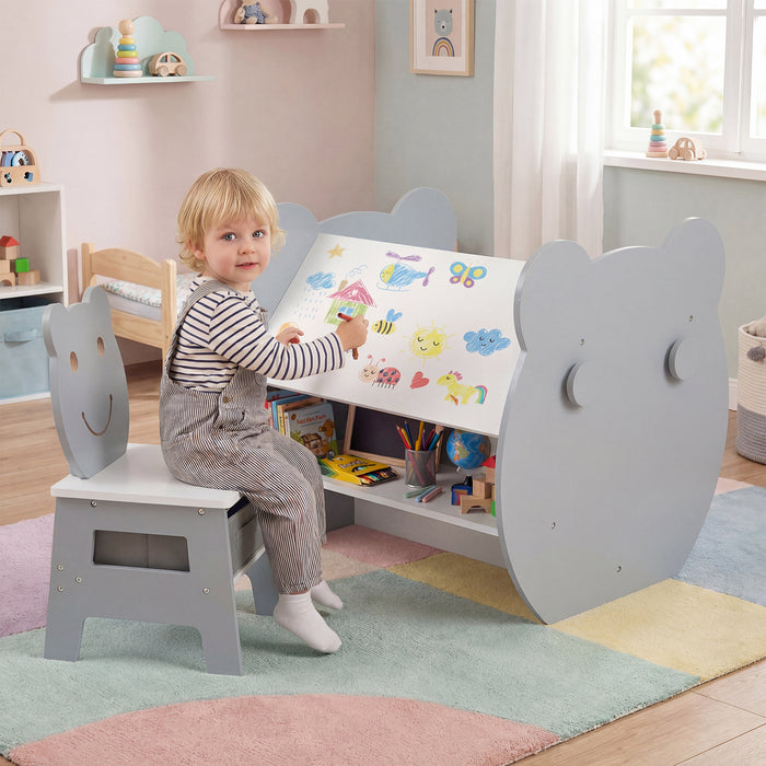 Kids' Art Table and Chair 3-in-1 Toddler Activity Table with Storage-