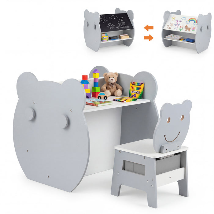 Kids' Art Table and Chair 3-in-1 Toddler Activity Table with Storage-