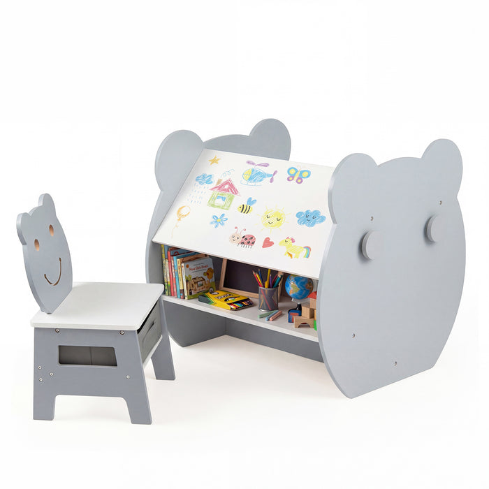 Kids' Art Table and Chair 3-in-1 Toddler Activity Table with Storage-