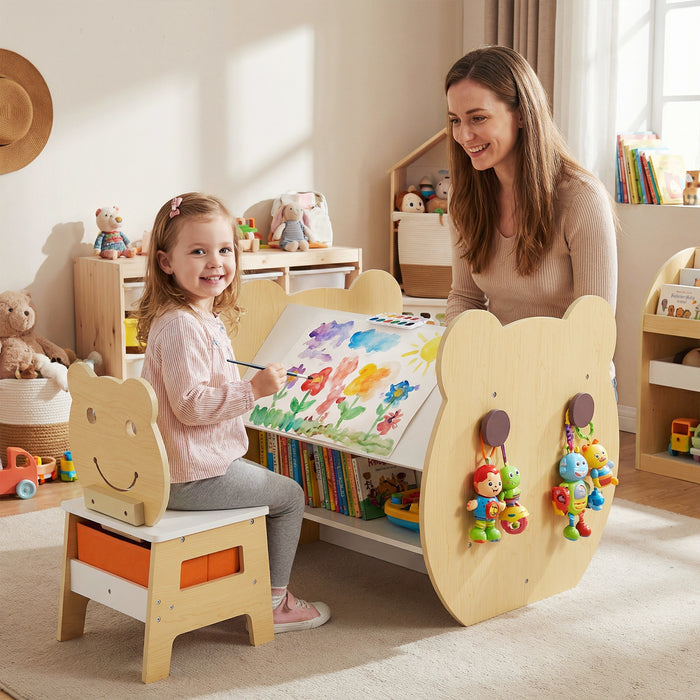 Kids' Art Table and Chair 3-in-1 Toddler Activity Table with Storage-