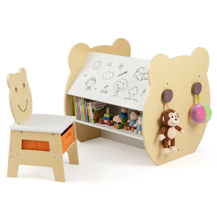 Kids' Art Table and Chair 3-in-1 Toddler Activity Table with Storage-