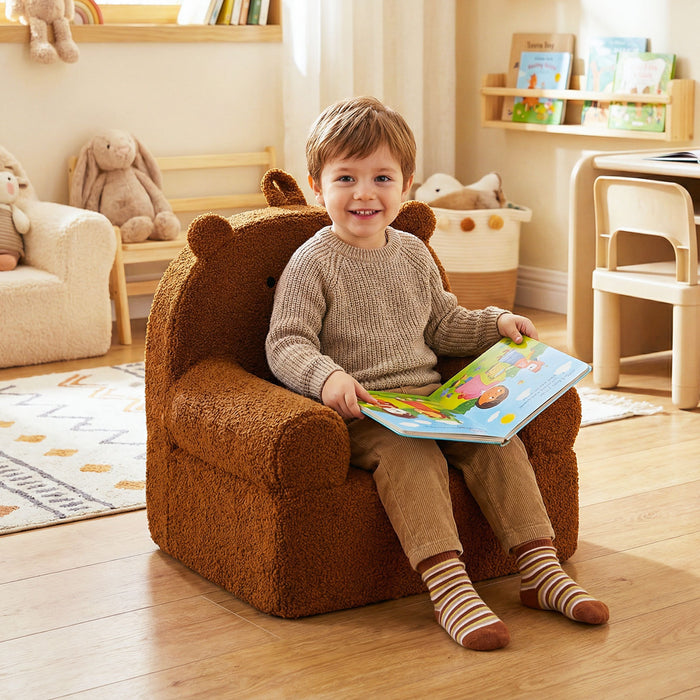 Kids Bear Sofa with Soft Fleece Fabric Cover-