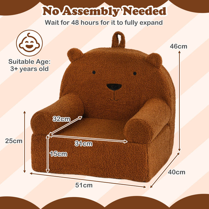 Kids Bear Sofa with Soft Fleece Fabric Cover-
