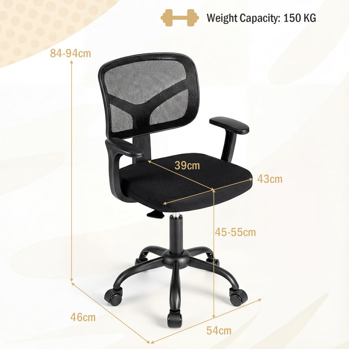 Kids Desk Chair with Adjustable Seat Height and Swivel Wheels for Ages 3+-