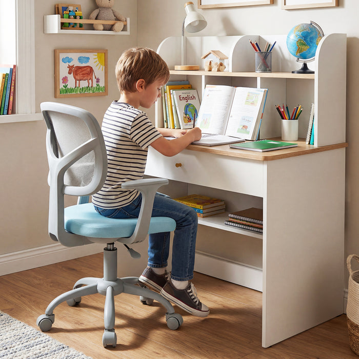 Kids Desk Chair with Adjustable Seat Height and Swivel Wheels for Ages 3+-