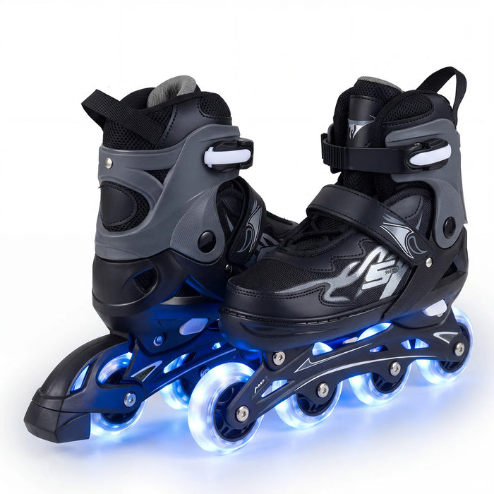 Kids Inline Skates 4 Sizes Adjustable Light-Up Roller Skates for Boys and Girls Ages 7-9-