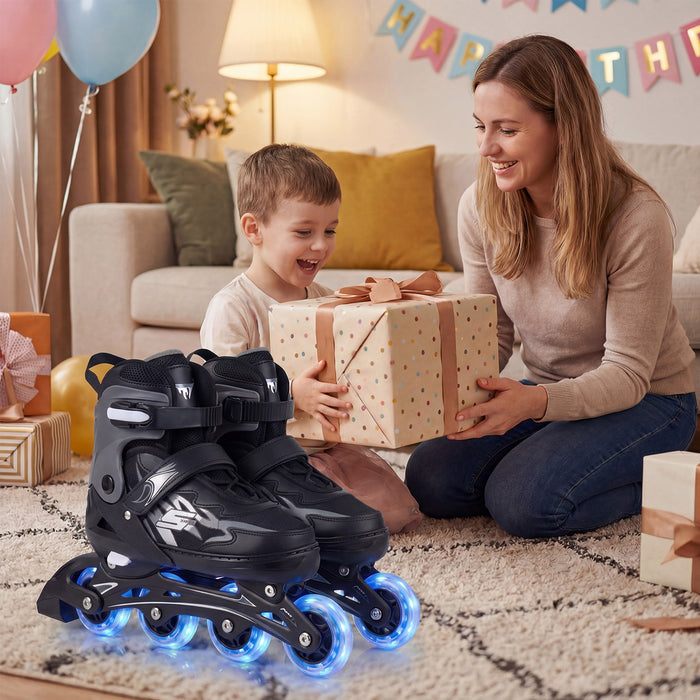 Kids Inline Skates 4 Sizes Adjustable Light-Up Roller Skates for Boys and Girls Ages 7-9-