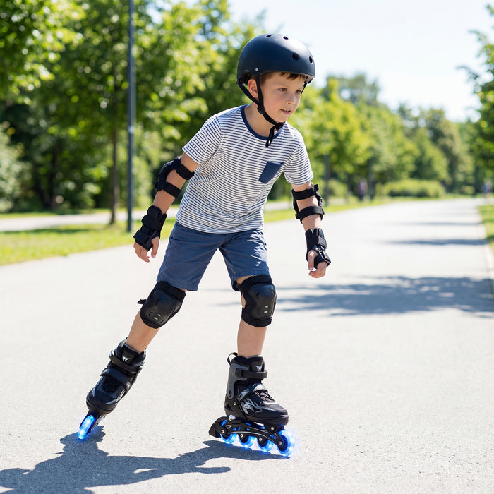 Kids Inline Skates 4 Sizes Adjustable Light-Up Roller Skates for Boys and Girls Ages 7-9-