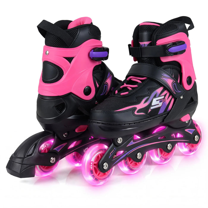 Kids Inline Skates 4 Sizes Adjustable Light-Up Roller Skates for Boys and Girls Ages 7-9-