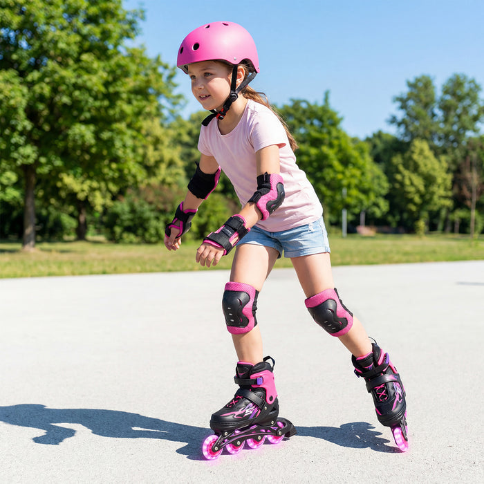 Kids Inline Skates 4 Sizes Adjustable Light-Up Roller Skates for Boys and Girls Ages 7-9-