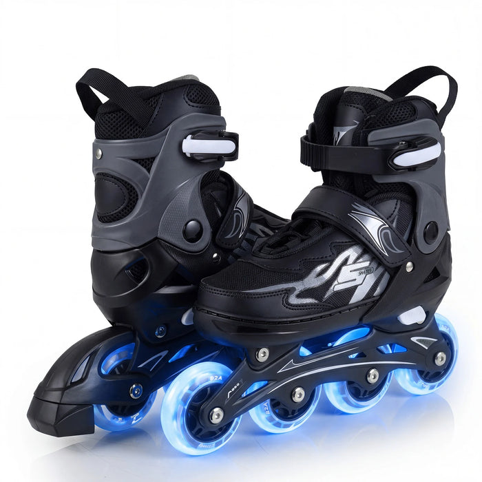 Kids Inline Skates 4 Sizes Adjustable Light-Up Roller Skates for Boys and Girls Ages 9-14-