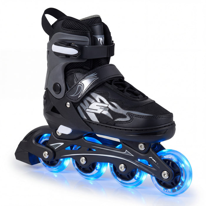 Kids Inline Skates 4 Sizes Adjustable Light-Up Roller Skates for Boys and Girls Ages 9-14-